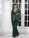 Forest Green Muslin Silk Saree With Woven In sequence along the Border