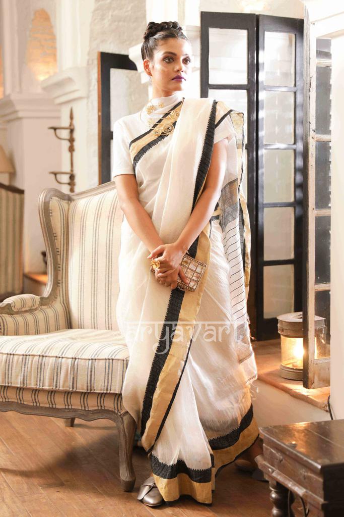 Linen sarees online Designer Linen Sarees Aryavart – Thearyavart