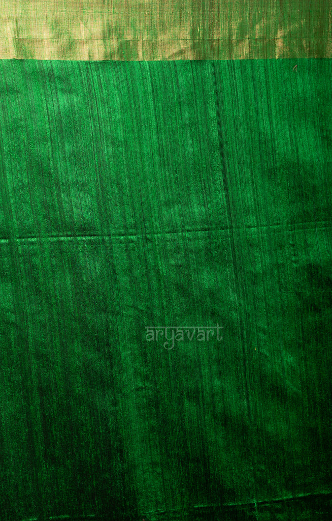 Emerald Green Matka Silk Saree With Woven Pallu