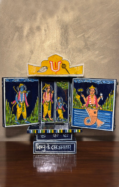 A Stunning Art piece of - Vishnu's 10 Avatar Handcrafted Story Telling Box