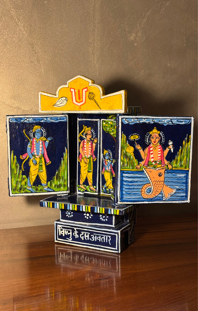 A Stunning Art piece of - Vishnu's 10 Avatar Handcrafted Story Telling Box