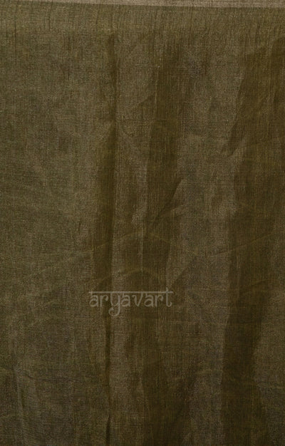 Sage Green Tissue Linen Saree with Line Design is Pallu