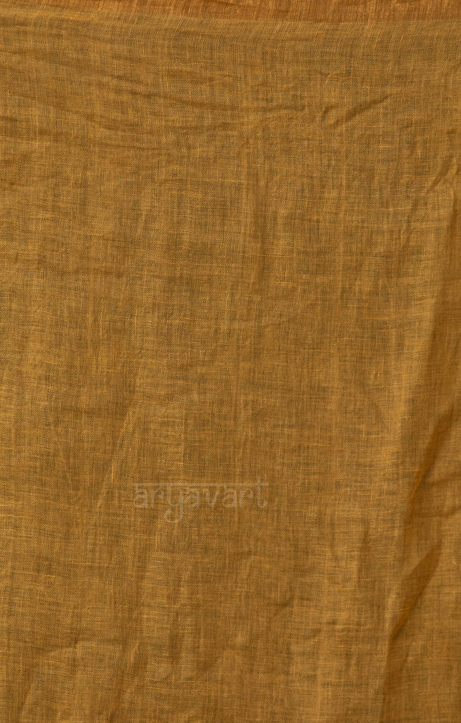 Amber Yellow Tissue Linen Saree with Line Design is Pallu