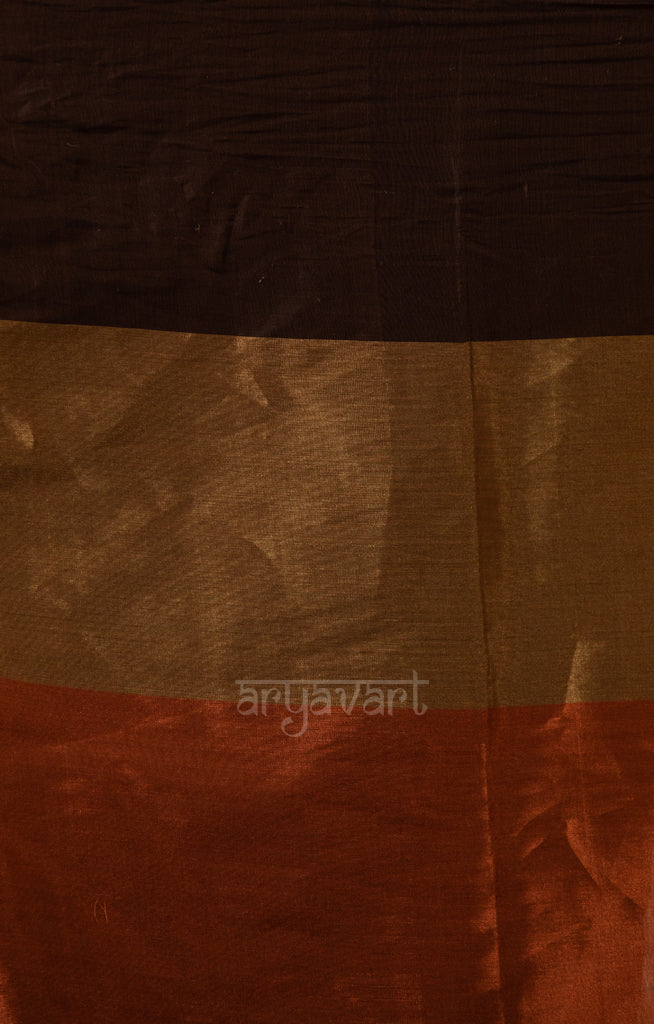 Brown, Gold, Siver, Rust Tissue Cotton Chanderi  Saree