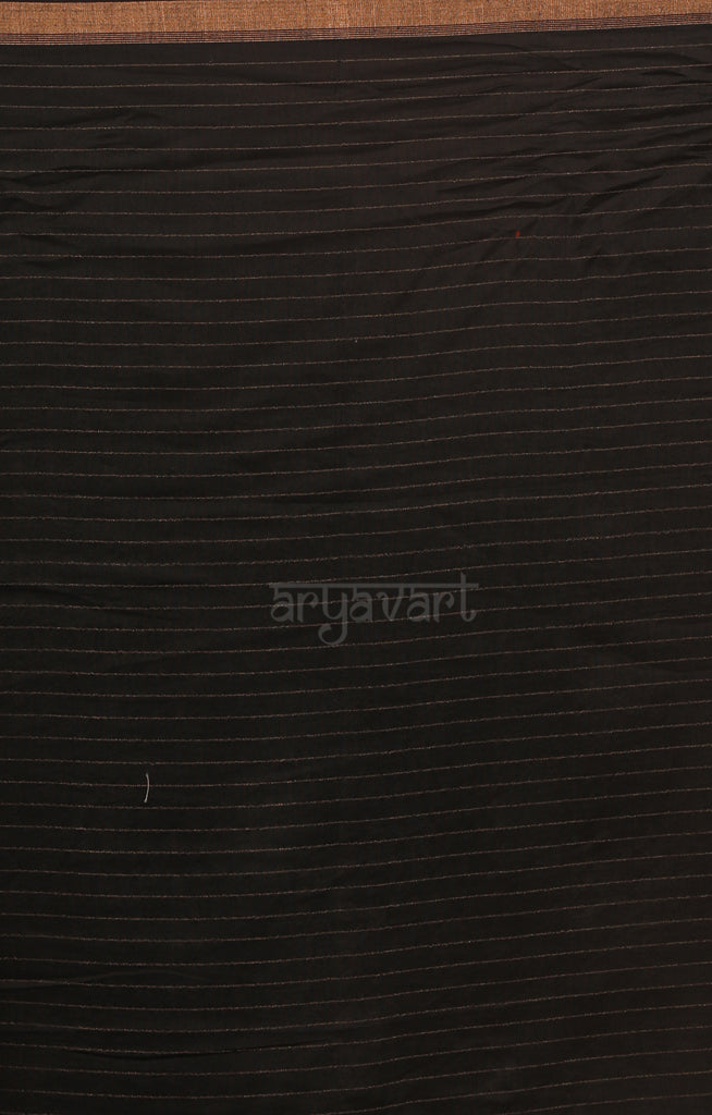 Striking Black Saree With Woven Check Jamdani Design