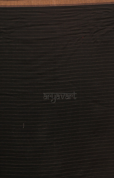 Striking Black Saree With Woven Check Jamdani Design