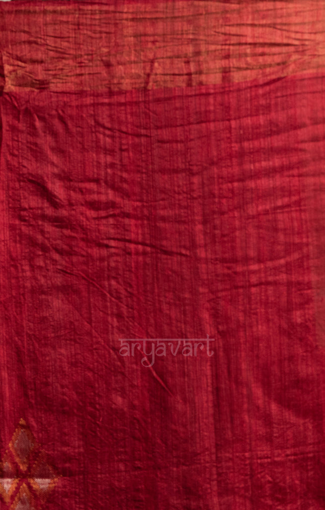 Maroon Matka Silk Saree with Woven Jamdani Design