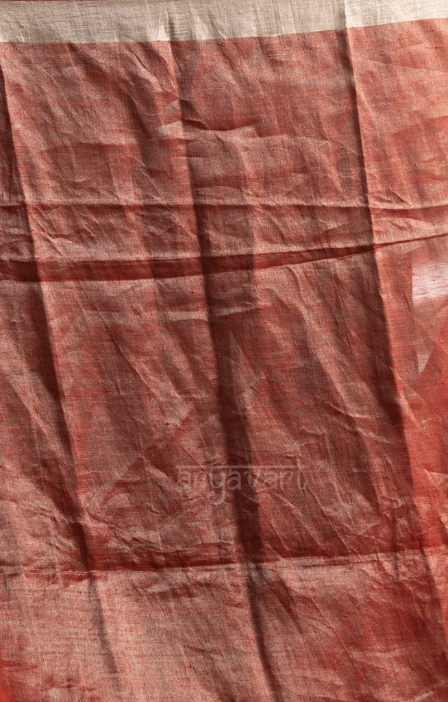 Red & Silver Tissue Linen Saree