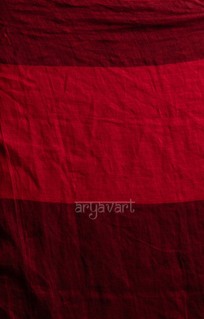 Striking Black & Red Linen saree