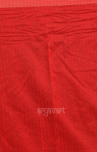 Stunning Red Saree With Woven Zari Jamdani Design