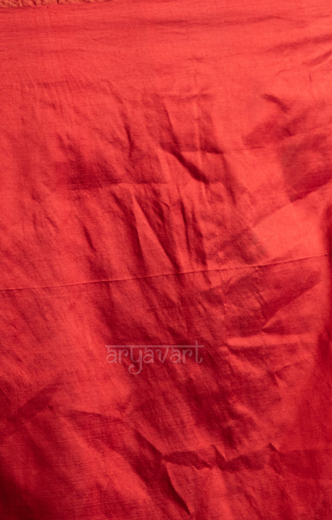 Scarlet Red Tussar Silk Saree