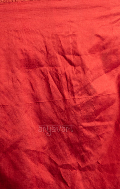 Scarlet Red Tussar Silk Saree