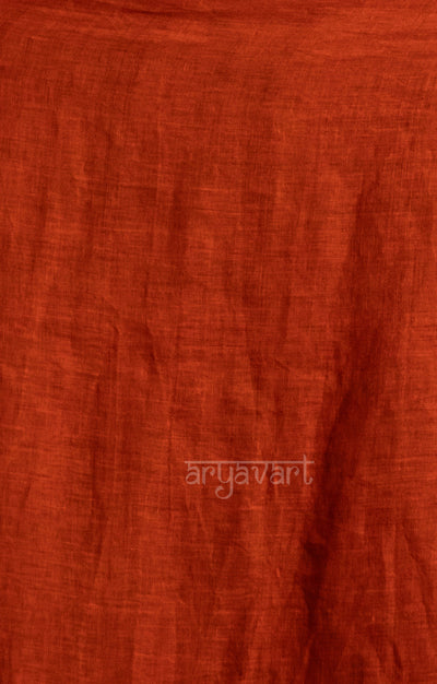 Striking Orange & Coral Tissue Linen Saree