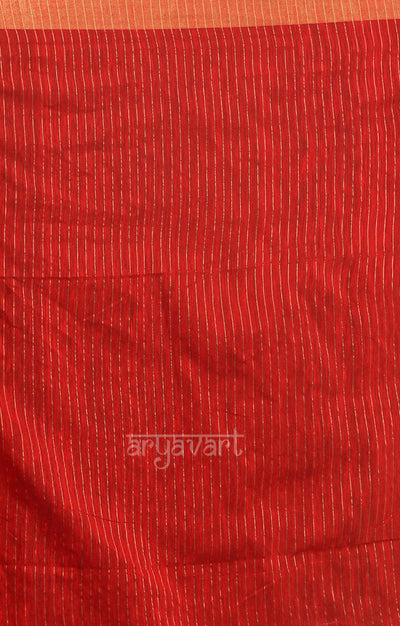 Scarlet Red Silk Saree With Woven In Sequence & Jamdani Motifs