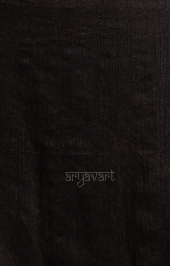 Black Matka Silk Saree With Stunning Red Jamdani Polka Dots Design