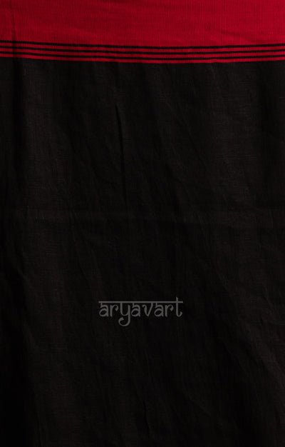 Black Linen Saree With Stunning Woven Jamdani Design