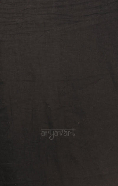 Black Linen saree With White jamdani Woven Motifs