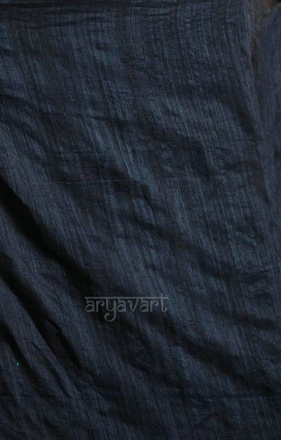 Prussian Blue Matka Silk Saree With Stunning Gold Jamdani Polka Dots Design