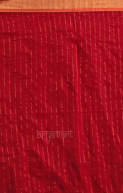 Scarlet Red Matka Silk Saree with Woven Jamdani Design