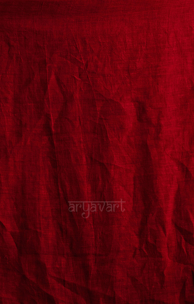 Sunning Scarlet & Crimson Red Tissue Linen Saree