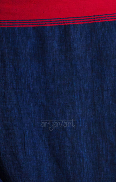 Royal Blue Linen Saree With Striking Woven Jamdani Design