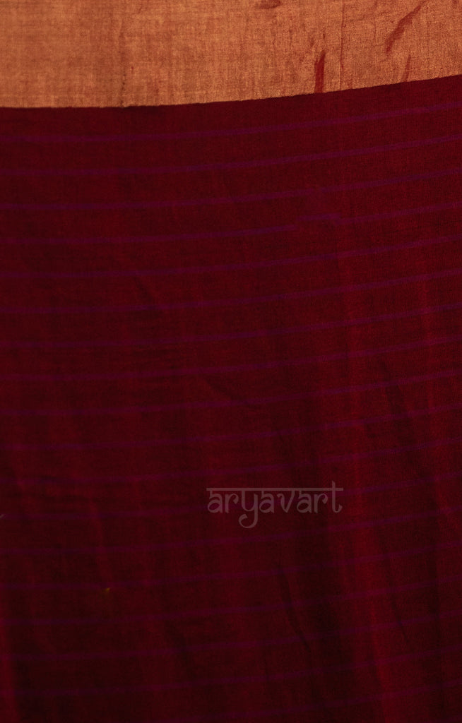 Scarlet Red Silk Cotton Chanderi  Saree With Gold Zari Design