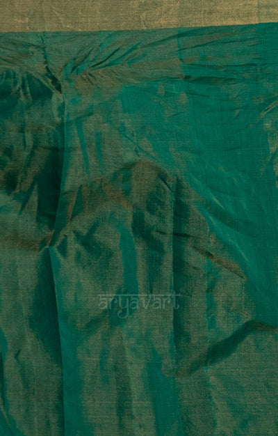 Teal Silk Cotton Chanderi  Saree With Gold Zari Design