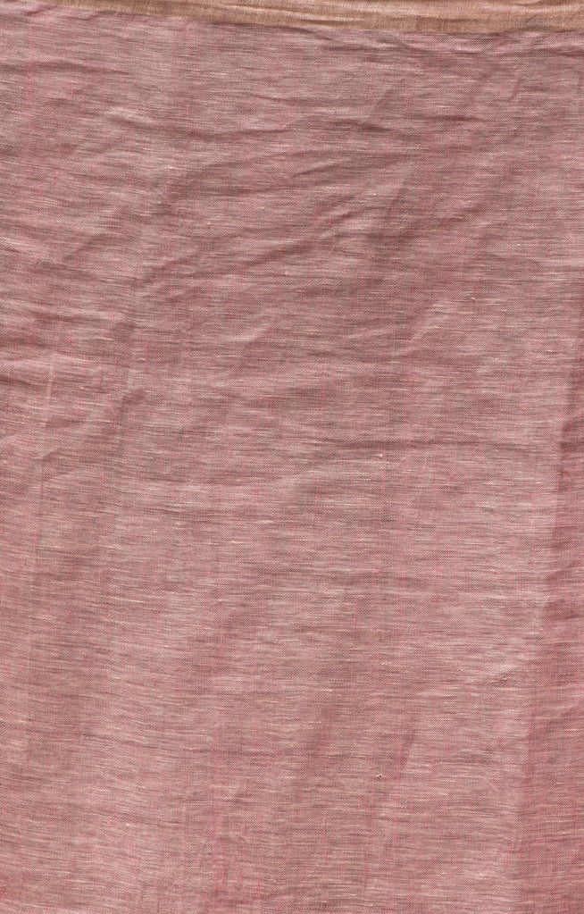 Blush Pink Linen Saree With A Delicate Silver Zari Border