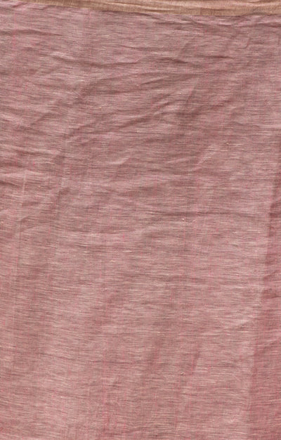 Blush Pink Linen Saree With A Delicate Silver Zari Border