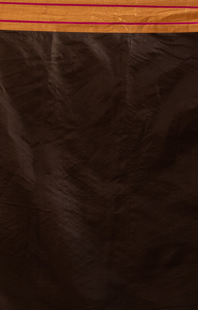 Striking Black Silk Chanderi Saree With Woven Lotus Buttas