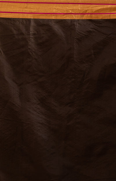 Striking Black Silk Chanderi Saree With Woven Lotus Buttas
