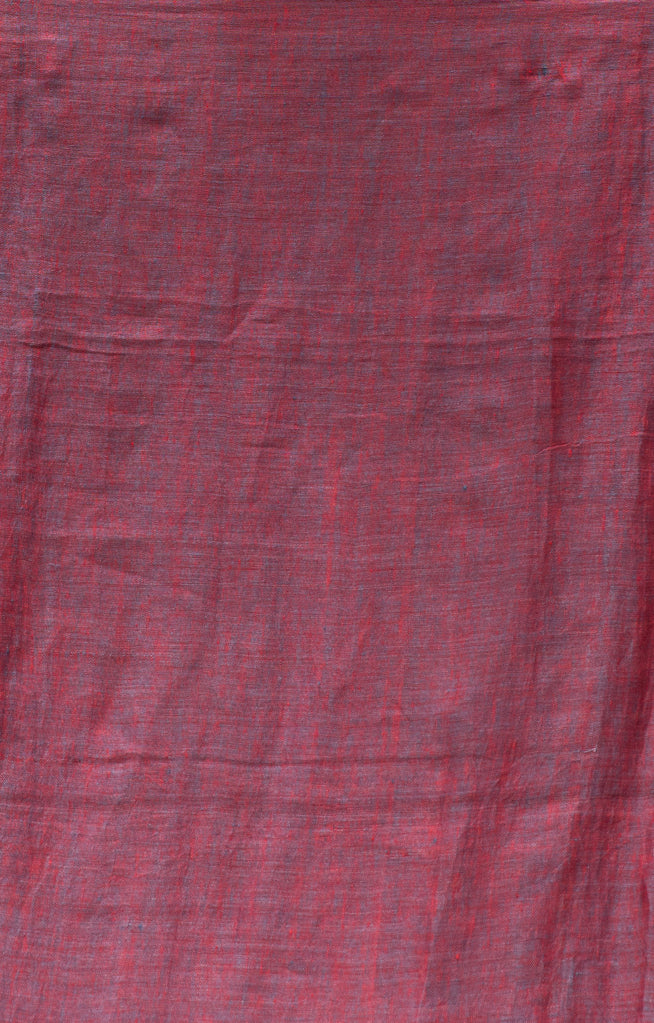 Grey & Berry Striped Linen Saree