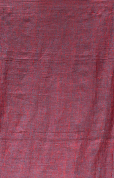 Grey & Berry Striped Linen Saree