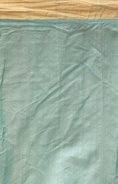 Ocean Blue Silk Cotton Chanderi Saree With Gold Zari Design