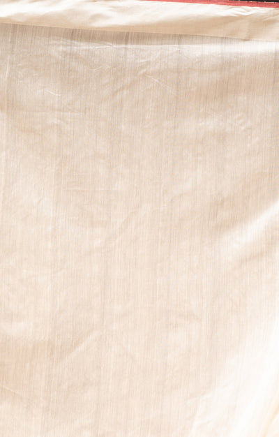 Ivory Chanderi Saree With Silver & Gold Cow Buttas Along The Length of the Saree