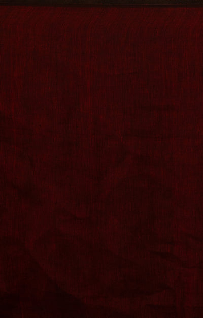 Maroon, Gold and Silver Thick Vertical Striped Linen Saree