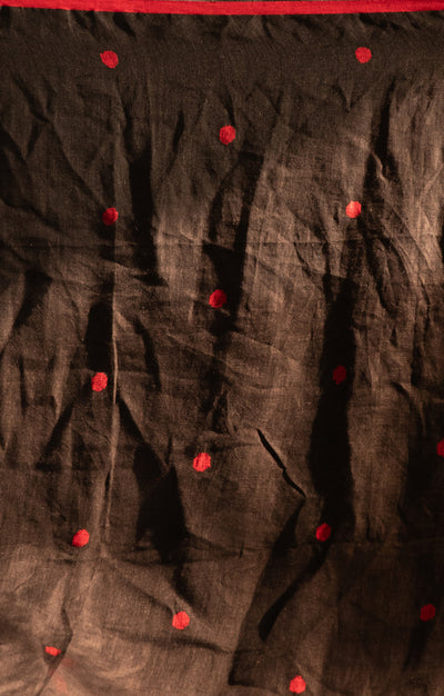 Butterflies On a Black Linen Saree