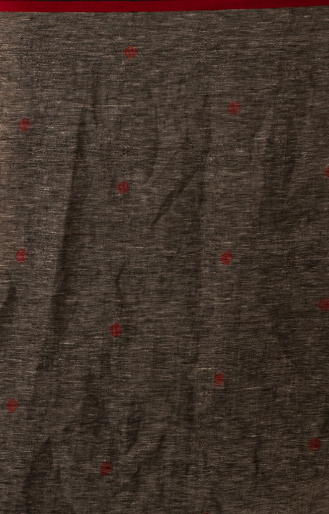 Butterflies On a Grey Linen Saree