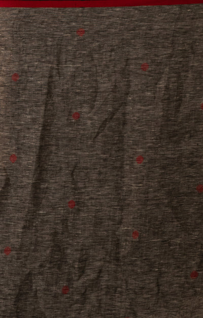 Butterflies On a Grey Linen Saree
