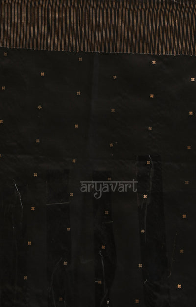 Striking Black Silk Saree With Woven In Sequence & Jamdani Motifs