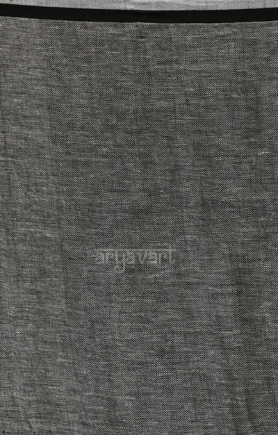 Classic Grey Linen Saree with Black Border