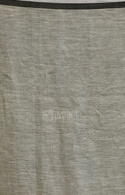 Classic Grey Linen Saree with Black Border