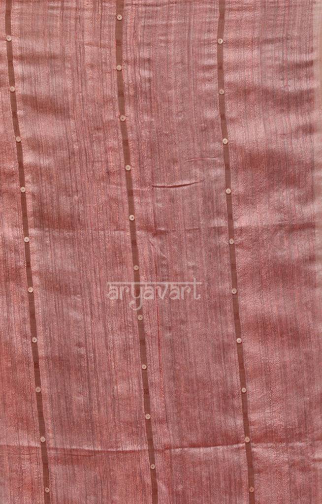 Peach Pink Matka Saree With Woven In Sequence & Jamdani Motifs