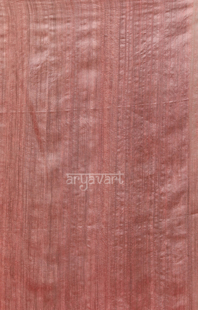 Peach Pink Matka Saree With Woven In Sequence & Jamdani Motifs