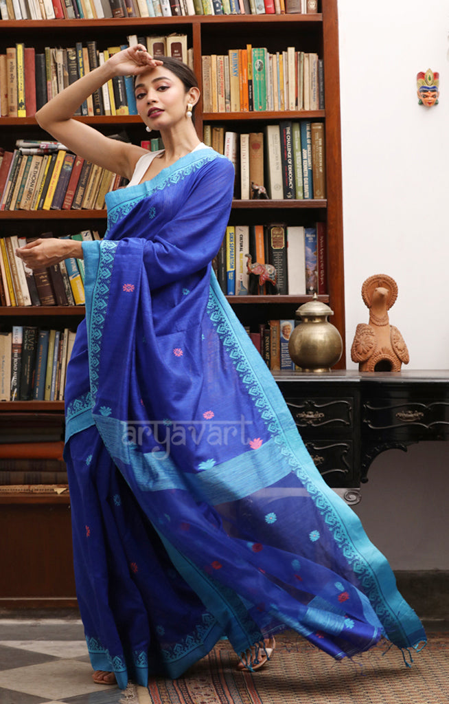 Share more than 149 royal blue jamdani saree super hot