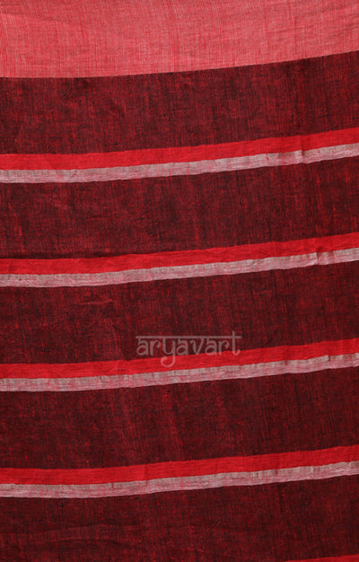 Black Linen Saree with Red and Silver Zari Checks