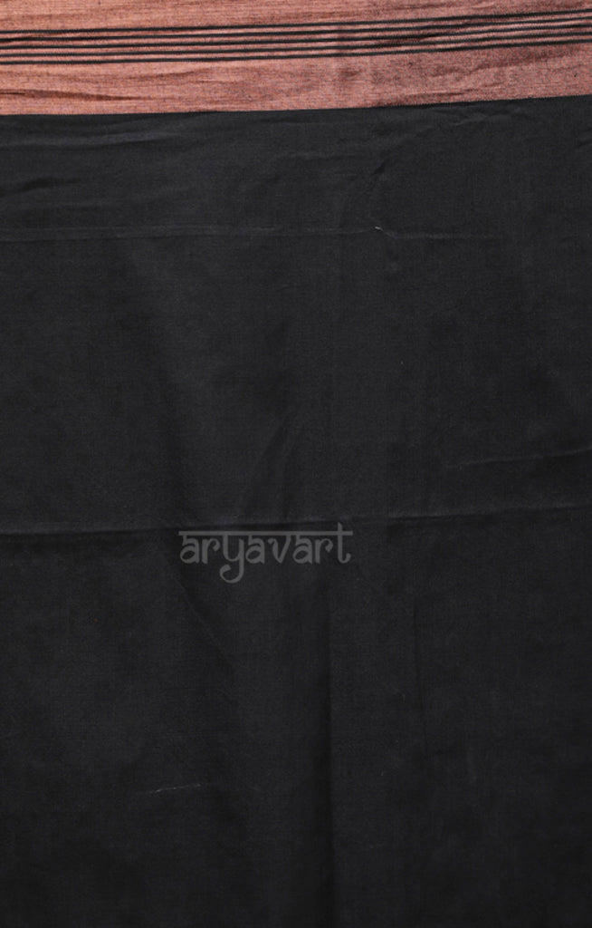 Black Cotton Saree with elaborate Jamdani Woven Design