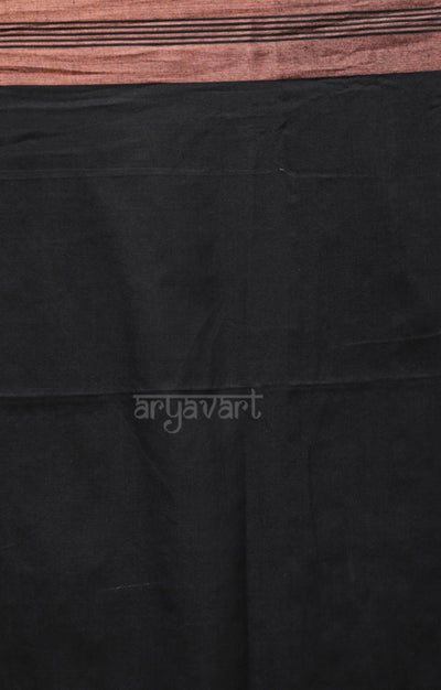 Black Cotton Saree with elaborate Jamdani Woven Design