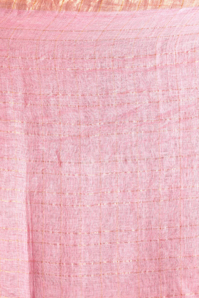 PINK LINEN SAREE WITH JAMDANI PALLU