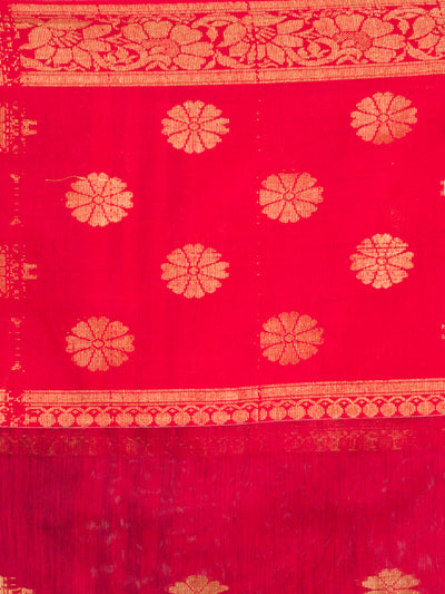 Magenta saree with Red border and woven motifs